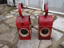 KENYONS MATCHED PAIR OLD ROAD WORKS SAFETY LAMP 1963 MAN CAVE DECOR