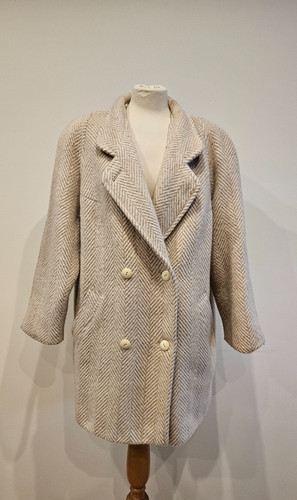 Mohair wool beige - beige, peacoat