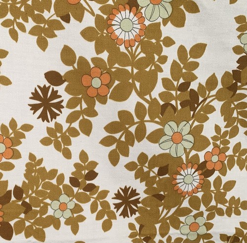 Retro orange mustard floral - mustard,