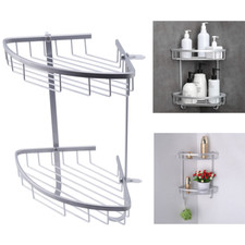 Bathroom Corner Shower Shelf Rack Caddy Organiser Basket Shampoo Holder 2 Tier