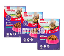 Coshida Meaty Selection Lamb & Beef Gravy Adult Cat Food 12 Pouches x 3 Boxes