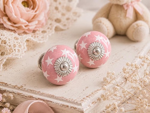 Pink star ceramic cabinet - star,