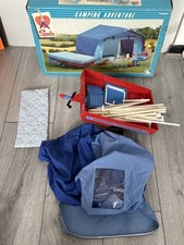 Sindy Camping Adventure Tent Trailer Chairs Accessories Blue 1980s Boxed Vintage