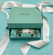Tiffany & Co 12mm Wide 1837 makers 925 Cuff Bracelet + Bag & Box. Small