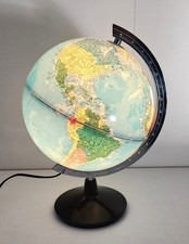Vintage Tecnodidattica PS25DL Illuminated Light Up Globe Earth World 12" Lamp.