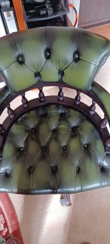 Green leather captain chair - leather,