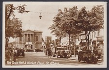 Town Hall & Market Place with old Vans.St Albans.Hertfordshire.1957 R/P Postcard