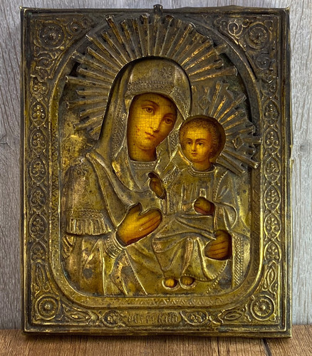 Antique icon mother god - icon,