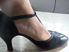 Repetto Black Patent & Suede T-Strap Kitten Heels (Parisian Chic)