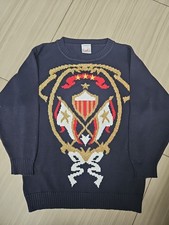 Mondi vintage sweater, navy/red/white/gold, size 36