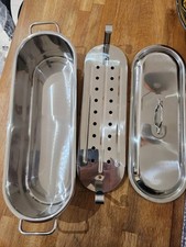 Stainless Steel Salmon Fish Kettle Poacher Steamer Pan 3-Piece Set 18