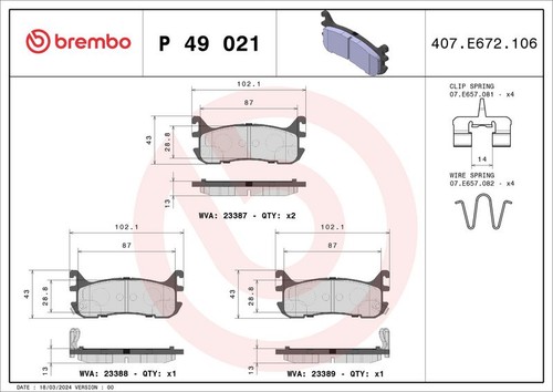Brembo brake pad set rear - brake,