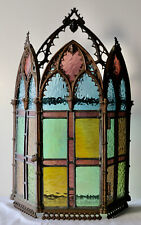 Gothic Style Stained Glass Architectural Wall/Table Cabinet c. 1880 Fine Detail 