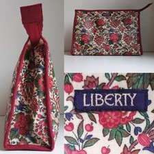 Liberty of London Bag Cosmetic William Morris Vintage 1980s Birds  Red Dante