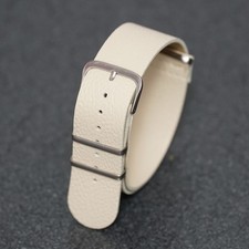 22mm White PU Leather NATO Strap Military G10 Style Comfortable Soft Lined