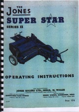 Jones "Super Star Series II" Tractor Baler Operator Instruction Manual Book