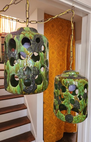 Mcm pair hanging swag lamps - pair,