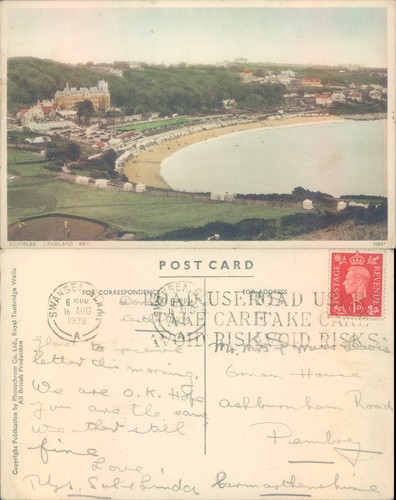 Langland bay mumbles photocrom - langland,
