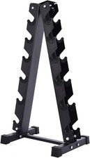 A-Frame Dumbbell Rack Steel Weight Rack 6-Tier Rack Heavy Duty Holder Black