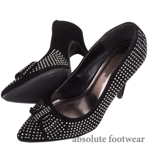 Womens suede sparkly diamante - suede,