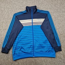 Adidas Jacket Mens XL Navy Blue Tracksuit Track Top Firebird Trefoil Retro