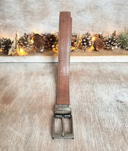 Reversible brown leather - leather, belt