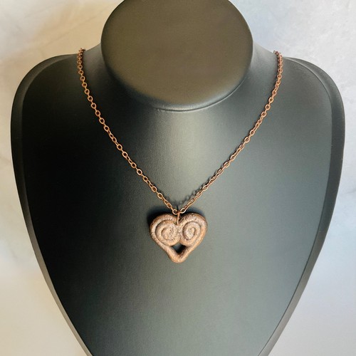 Necklace copper pendant heart - pendant,