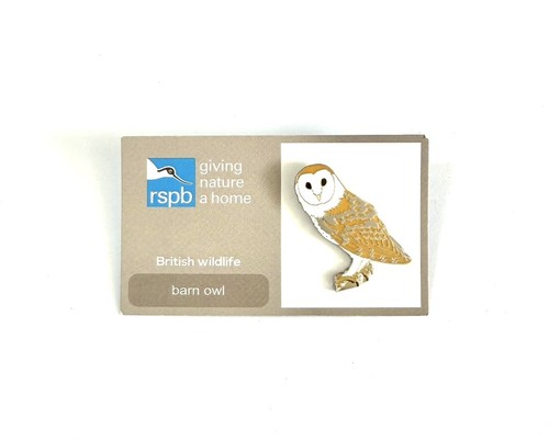 Rspb barn owl - enamel, badge