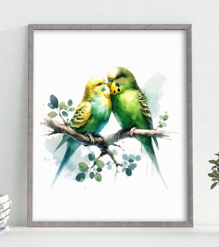 Budgies wall art print - budgies,