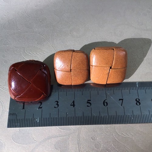 Leather square buttons - buttons,, brown