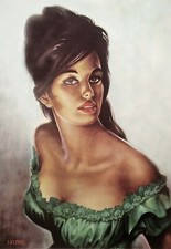 Tina in Green Dress by JH Lynch Tretchikoff Era - Vintage Art Print - A4 A3