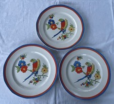 3 BARKER BROTHERS Tripoli Ware ART DECO Parrot Dinner Plates