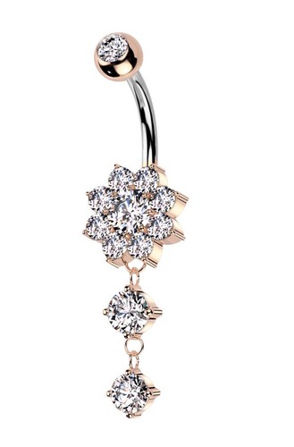 Titanium flower dangle belly - titanium,