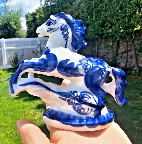 Rearing horse gzhel porcelain - rearing,