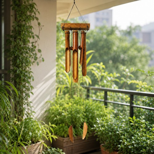 Bamboo wind chime wooden - bamboo,