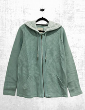 Women’s Fat Face Hoodie Cotton Textured Zip Through Hoodie Green (A Bit Defect)