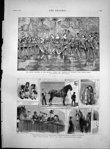 Antique old print - print, horse