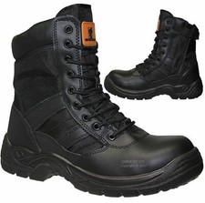 MENS ARMY MILITARY POLICE SAFETY BOOTS STEEL TOE CAP COMBAT WORK WOMENS SHOES SZ