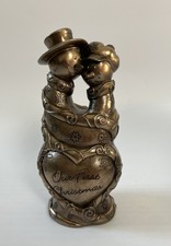 Genesis Cast Bronze Sculpture Our First Christmas Decoration Cute Art Snowfamily