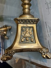 Pair of Tripod based Brass/Metal Candle Sticks: believed to Masonic memorabilia 