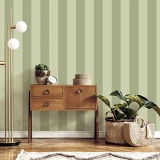 Plain Green Stripe Wallpaper