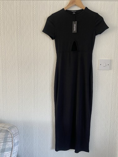 Ladies boohoo black ribbed - black, cut