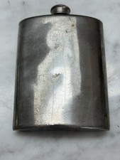 Large Vintage Sheffield Pewter (92) Hip Flask, by ARW