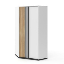 Brand New Modern Kids Corner Wardrobe Imola 01 in Grey White and Salisbury Oak