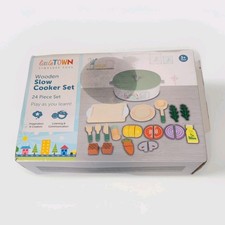 Aldi Little Town Wooden slow cookslow cooker opened never used in box 