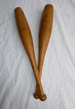 Antique - Wood Indian Excercise Clubs - Meels - Vintage Gym