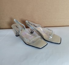 Anne Michelle Silver sling back sandal shoes in size 6, Evening Party shoes