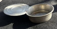 Vtg Pewter Trinket Snuff Box w/ Hinged Lid Ash Shaving Bowl Henry Ford Museum