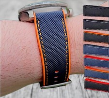 Elite Hybrid FKM Rubber Sailcloth Divers Watch Strap Band Two Piece 20 21 22 mm