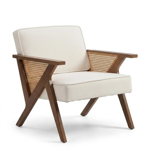 Mid century modern beige linen - modern,